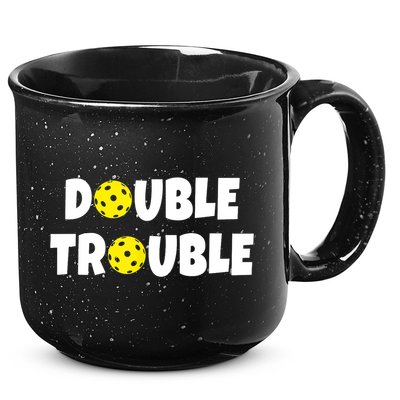 Pickleball Funny Double Trouble Team TShirt 15oz Campfire Ceramic Mug