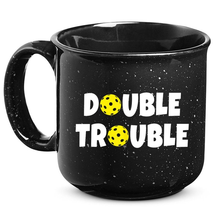 Pickleball Funny Double Trouble Team TShirt 15oz Campfire Ceramic Mug