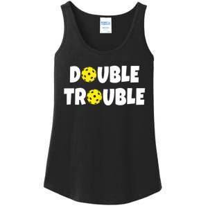 Pickleball Funny Double Trouble Team TShirt Ladies Essential Tank