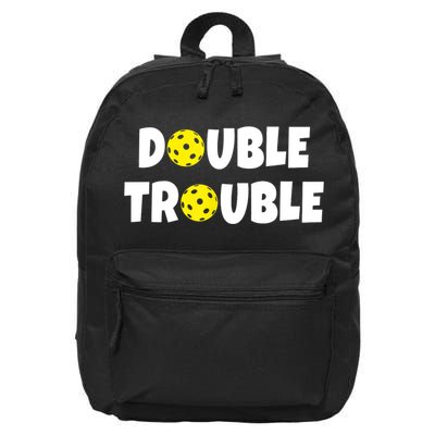 Pickleball Funny Double Trouble Team TShirt 16 in Basic Backpack