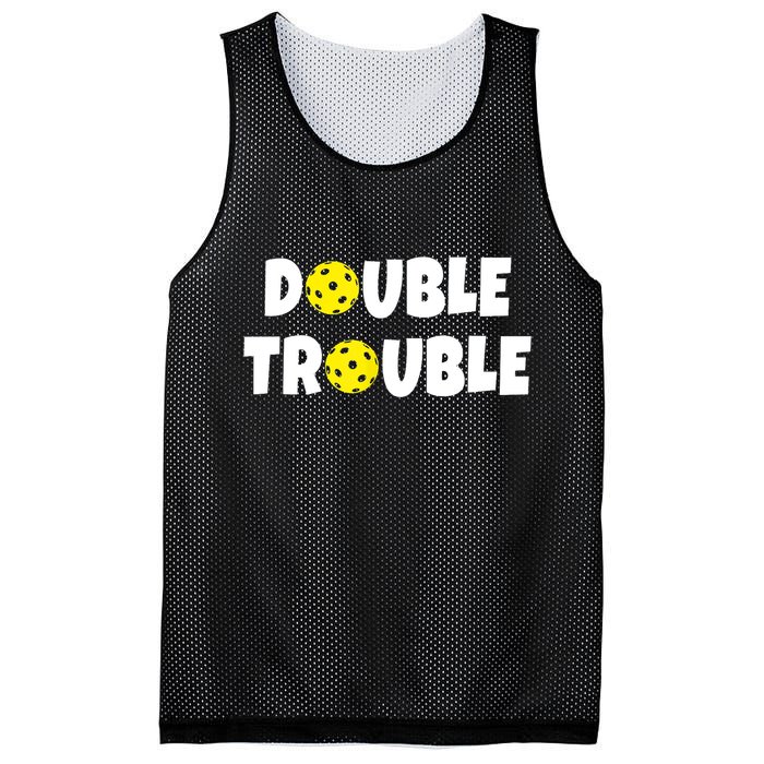 Pickleball Funny Double Trouble Team TShirt Mesh Reversible Basketball Jersey Tank