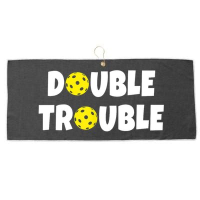 Pickleball Funny Double Trouble Team TShirt Large Microfiber Waffle Golf Towel