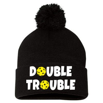Pickleball Funny Double Trouble Team TShirt Pom Pom 12in Knit Beanie