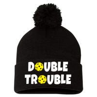 Pickleball Funny Double Trouble Team TShirt Pom Pom 12in Knit Beanie
