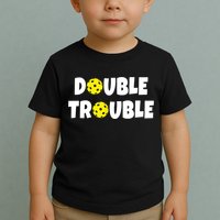 Pickleball Funny Double Trouble Team TShirt Toddler T-Shirt