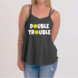 Pickleball Funny Double Trouble Team TShirt Women's Strappy Tank