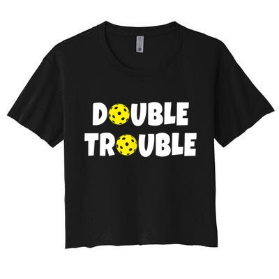 Pickleball Funny Double Trouble Team TShirt Crop Top