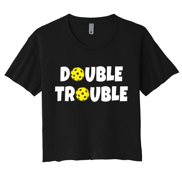 Pickleball Funny Double Trouble Team TShirt Crop Top