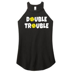 Pickleball Funny Double Trouble Team TShirt Women's Perfect Tri Rocker Tank