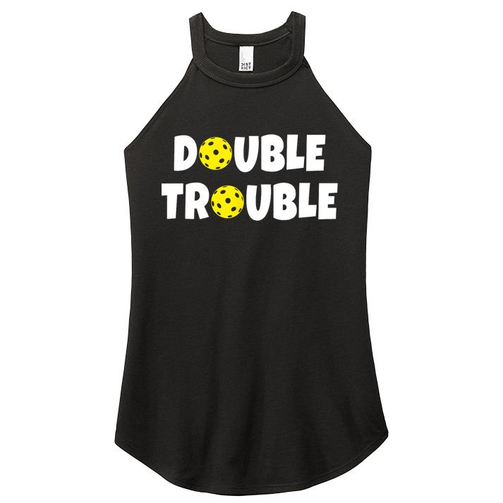 Pickleball Funny Double Trouble Team TShirt Women's Perfect Tri Rocker Tank