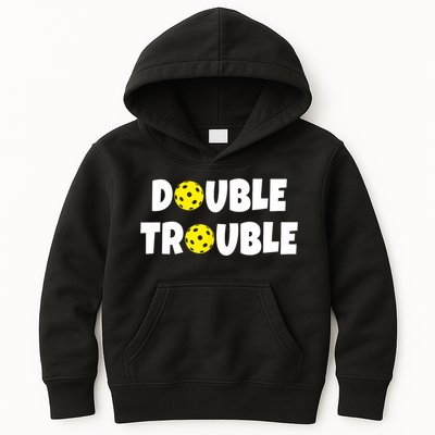 Pickleball Funny Double Trouble Team TShirt Kids Hoodie