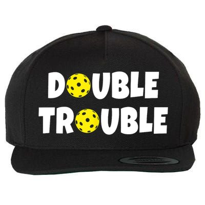 Pickleball Funny Double Trouble Team TShirt Wool Snapback Cap