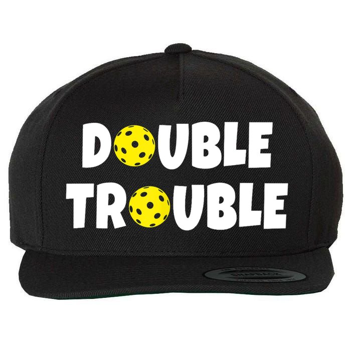 Pickleball Funny Double Trouble Team TShirt Wool Snapback Cap