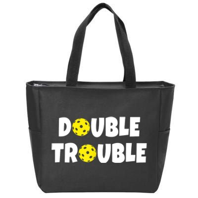 Pickleball Funny Double Trouble Team TShirt Zip Tote Bag