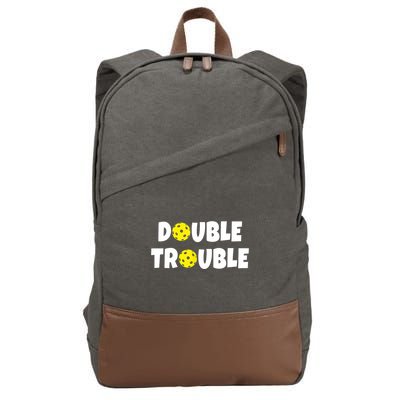 Pickleball Funny Double Trouble Team TShirt Cotton Canvas Backpack
