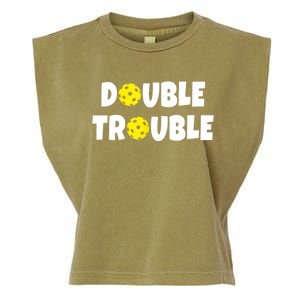 Pickleball Funny Double Trouble Team TShirt Garment-Dyed Women's Muscle Tee