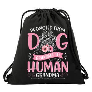 Promoted From Dog Grandma To Human Mother's Day Drawstring Bag