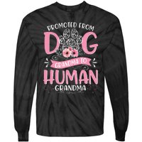 Promoted From Dog Grandma To Human Mother's Day Tie-Dye Long Sleeve Shirt