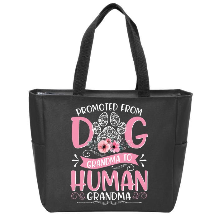 Promoted From Dog Grandma To Human Mother's Day Zip Tote Bag