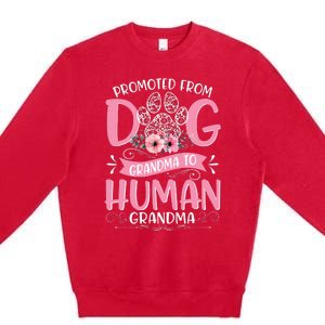 Promoted From Dog Grandma To Human Mother's Day Premium Crewneck Sweatshirt