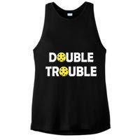 Pickleball Funny Double Trouble Team Ladies PosiCharge Tri-Blend Wicking Tank