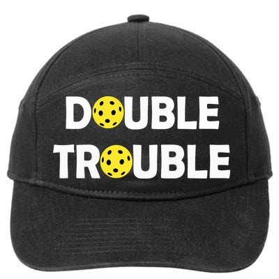 Pickleball Funny Double Trouble Team 7-Panel Snapback Hat