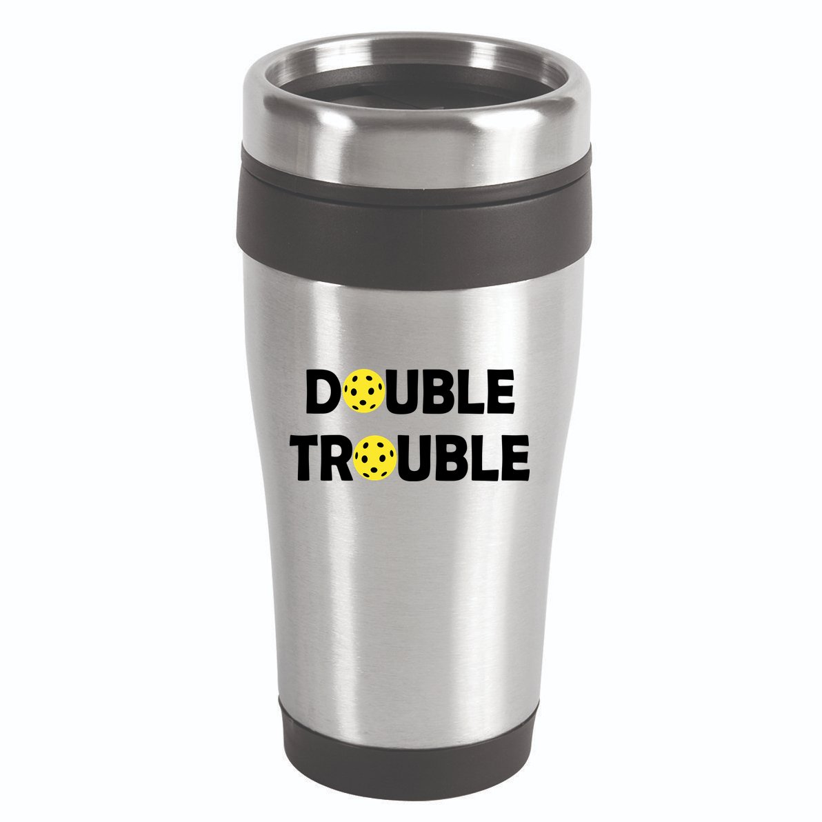 Pickleball Funny Double Trouble Team 16oz Travel Tumbler