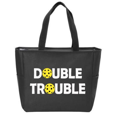 Pickleball Funny Double Trouble Team Zip Tote Bag