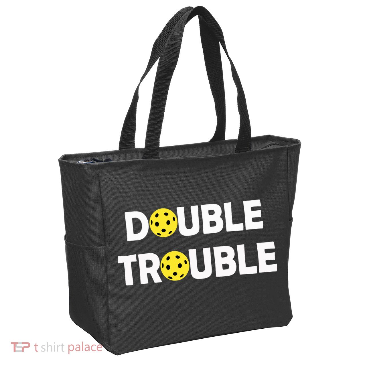 Pickleball Funny Double Trouble Team Zip Tote Bag