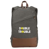 Pickleball Funny Double Trouble Team Cotton Canvas Backpack