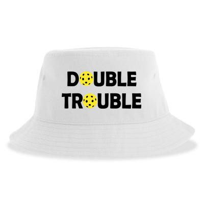 Pickleball Funny Double Trouble Team Sustainable Bucket Hat