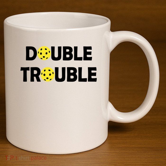 Pickleball Funny Double Trouble Team 11oz C Handle Ceramic Mug