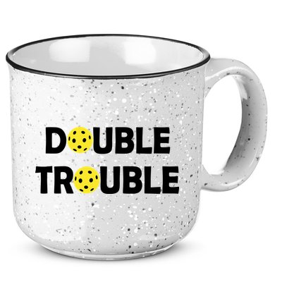 Pickleball Funny Double Trouble Team 15oz Campfire Ceramic Mug