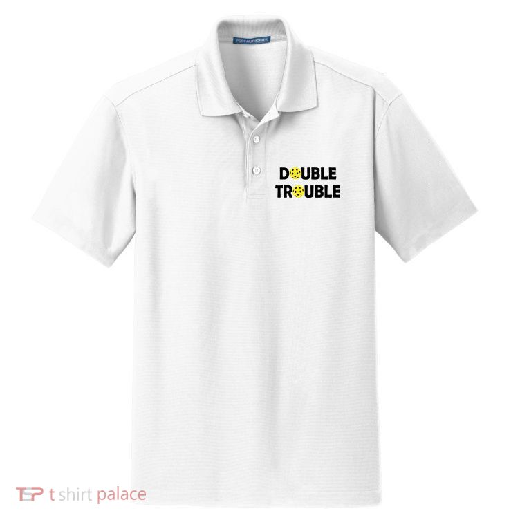 Pickleball Funny Double Trouble Team Dry Zone Grid Polo