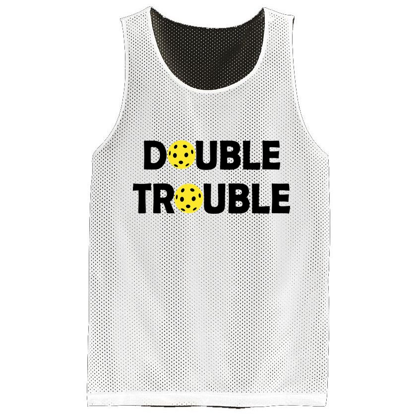 Pickleball Funny Double Trouble Team Mesh Reversible Basketball Jersey Tank