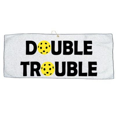 Pickleball Funny Double Trouble Team Large Microfiber Waffle Golf Towel