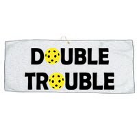Pickleball Funny Double Trouble Team Large Microfiber Waffle Golf Towel