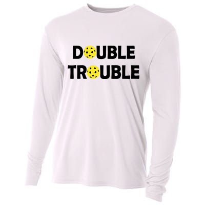 Pickleball Funny Double Trouble Team Cooling Performance Long Sleeve Crew