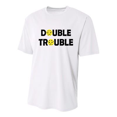Pickleball Funny Double Trouble Team Youth Performance Sprint T-Shirt