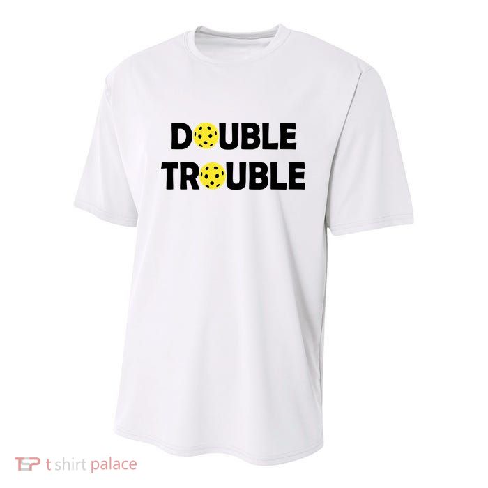 Pickleball Funny Double Trouble Team Youth Performance Sprint T-Shirt