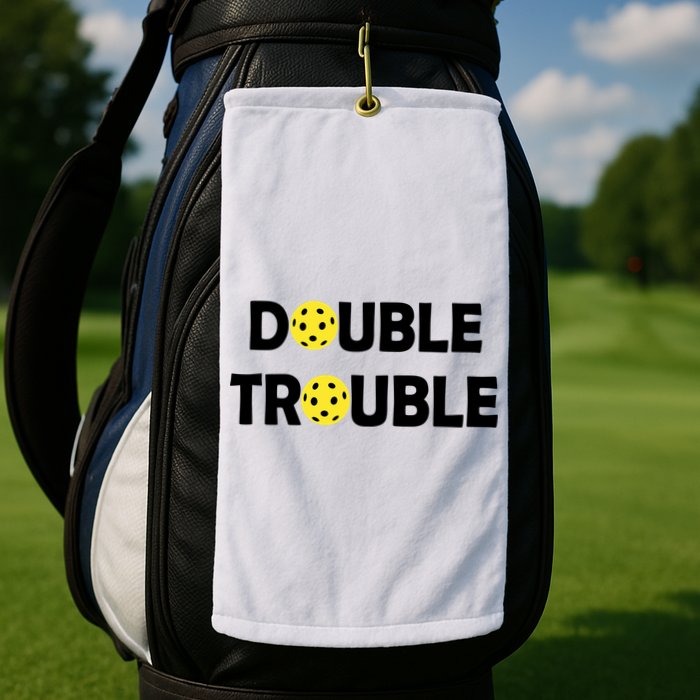 Pickleball Funny Double Trouble Team Golf Towel