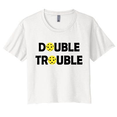 Pickleball Funny Double Trouble Team Crop Top