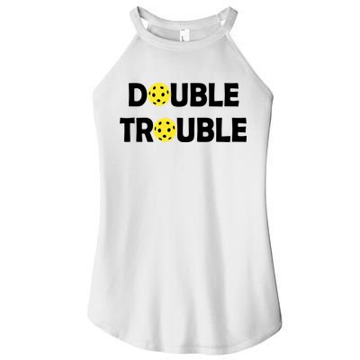 Pickleball Funny Double Trouble Team Women's Perfect Tri Rocker Tank
