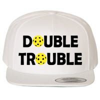 Pickleball Funny Double Trouble Team Wool Snapback Cap