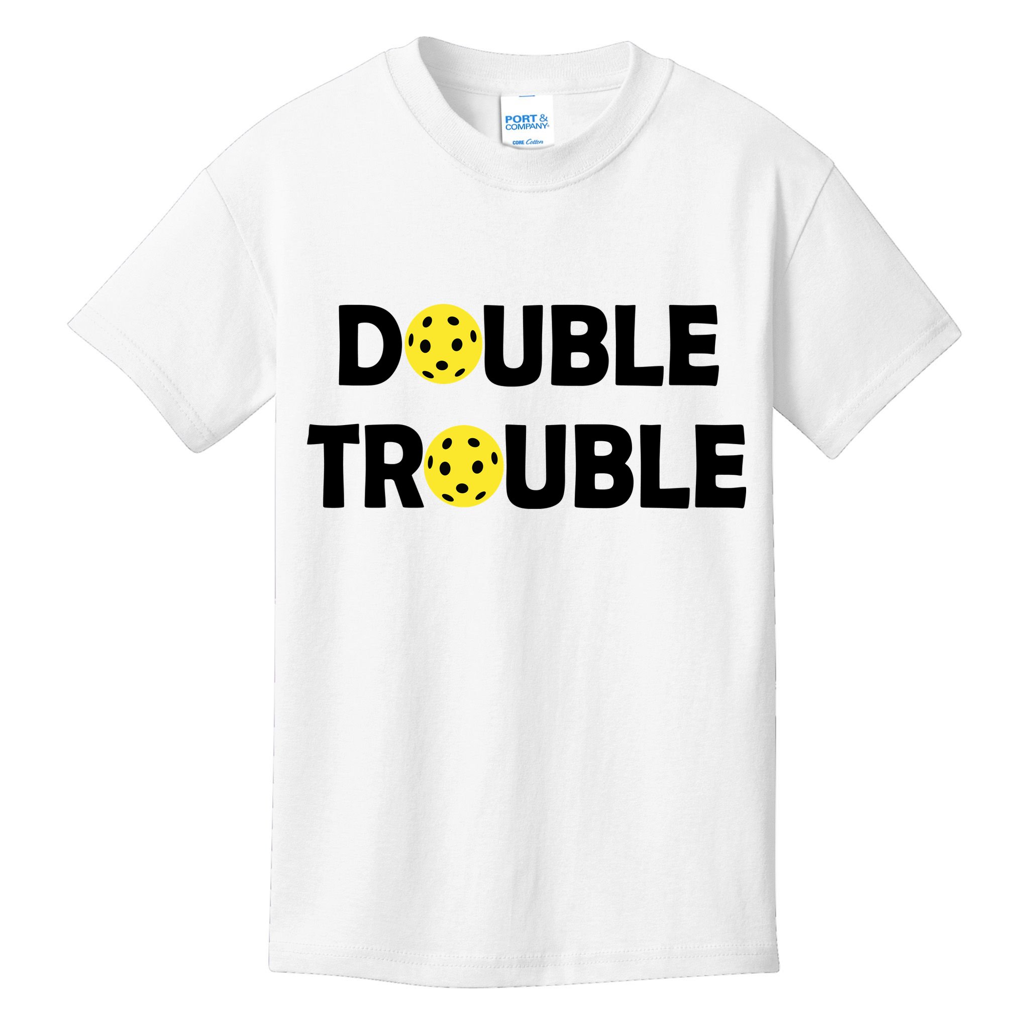 Pickleball Funny Double Trouble Team Kids T-Shirt