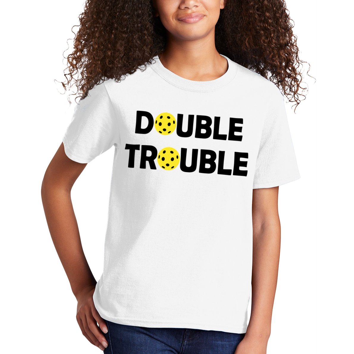 Pickleball Funny Double Trouble Team Kids T-Shirt