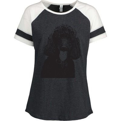 Poodle Face Dog Mom Or Dad Christmas Gift Enza Ladies Jersey Colorblock Tee