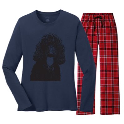 Poodle Face Dog Mom Or Dad Christmas Gift Women's Long Sleeve Flannel Pajama Set 