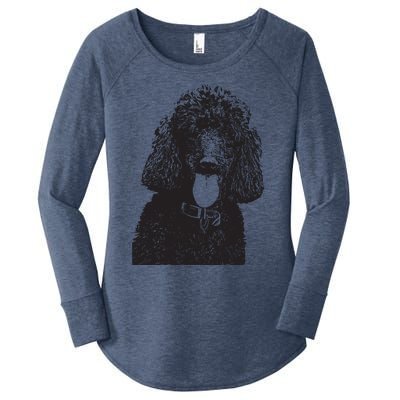 Poodle Face Dog Mom Or Dad Christmas Gift Women's Perfect Tri Tunic Long Sleeve Shirt