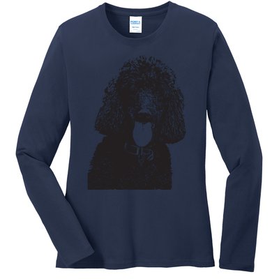 Poodle Face Dog Mom Or Dad Christmas Gift Ladies Long Sleeve Shirt